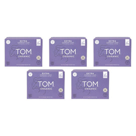 TOM Organic Extra Thick Overnight Pads 8 Pack x 4 Bundle of 5