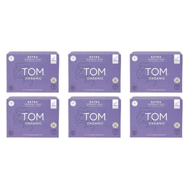 TOM Organic Extra Thick Overnight Pads 8 Pack x 4 Bundle of 6