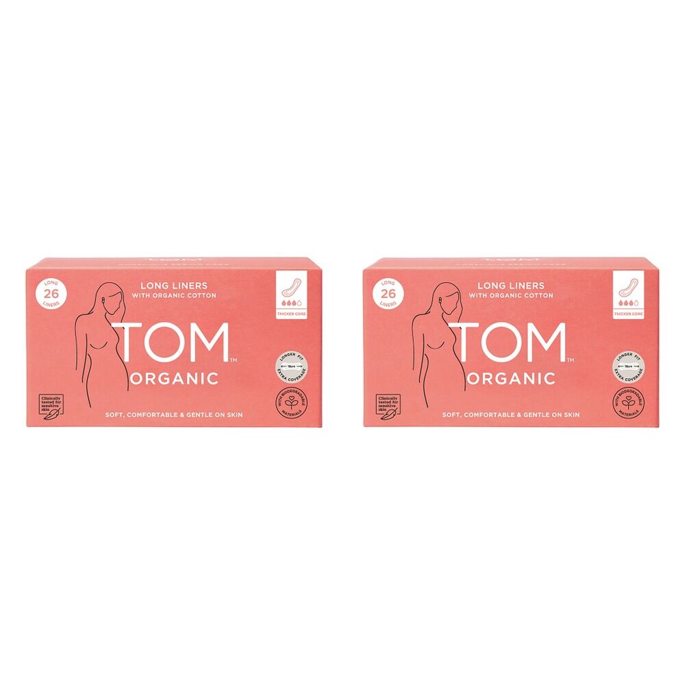 TOM Organic Liners Long & Thick 26 Pack x 4 Bundle of 2
