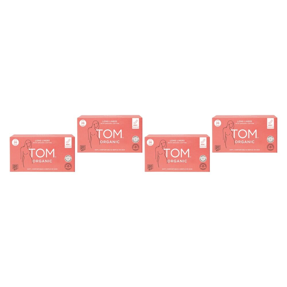 TOM Organic Liners Long & Thick 26 Pack x 4 Bundle of 4