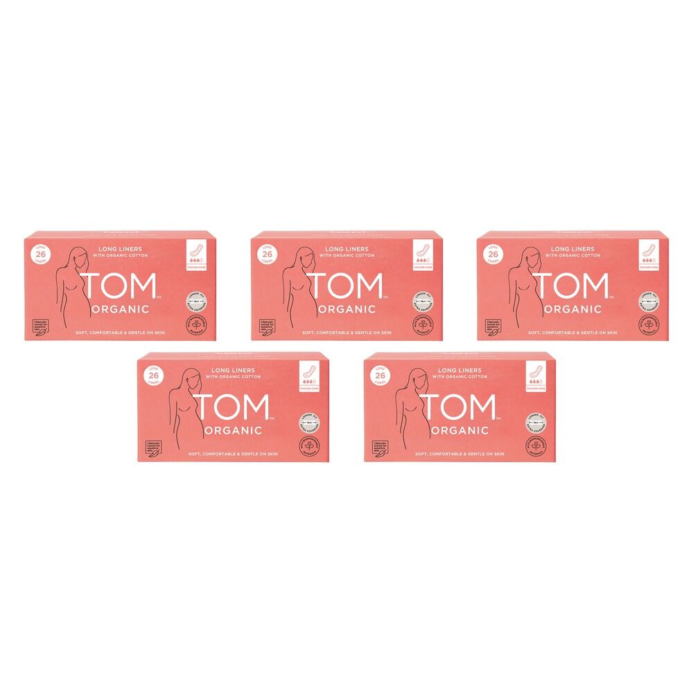 TOM Organic Liners Long & Thick 26 Pack x 4 Bundle of 5