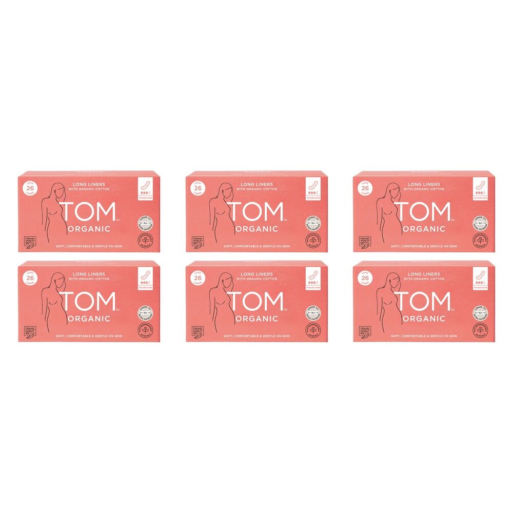 TOM Organic Liners Long & Thick 26 Pack x 4 Bundle of 6