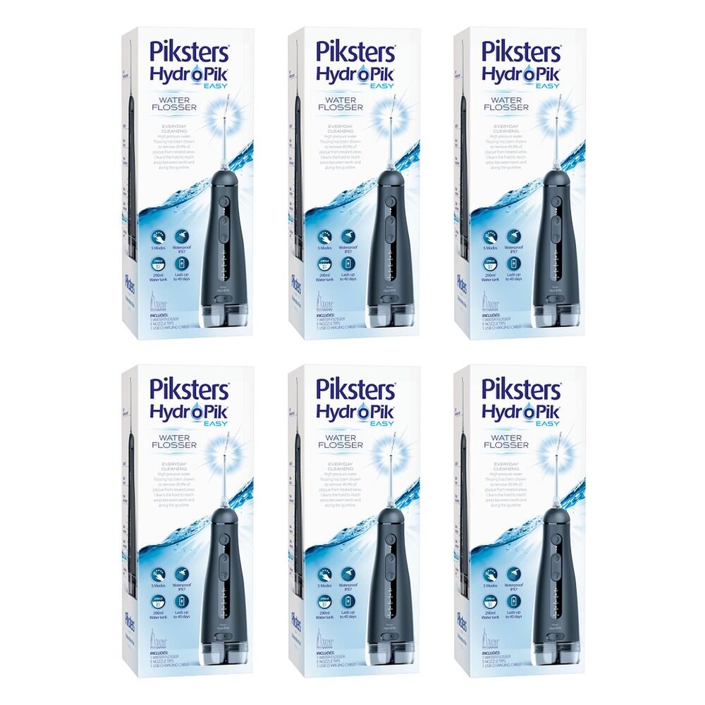Piksters HydroPik Easy Water Flosser Black Pack of 6