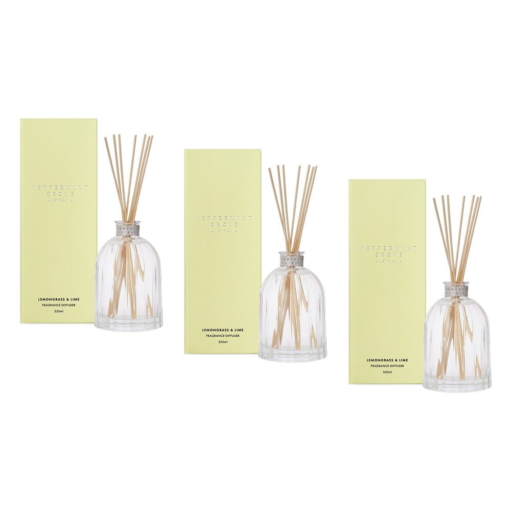 Peppermint Grove Lemongrass & Lime Fragrance Diffuser 350mL Pack of 3
