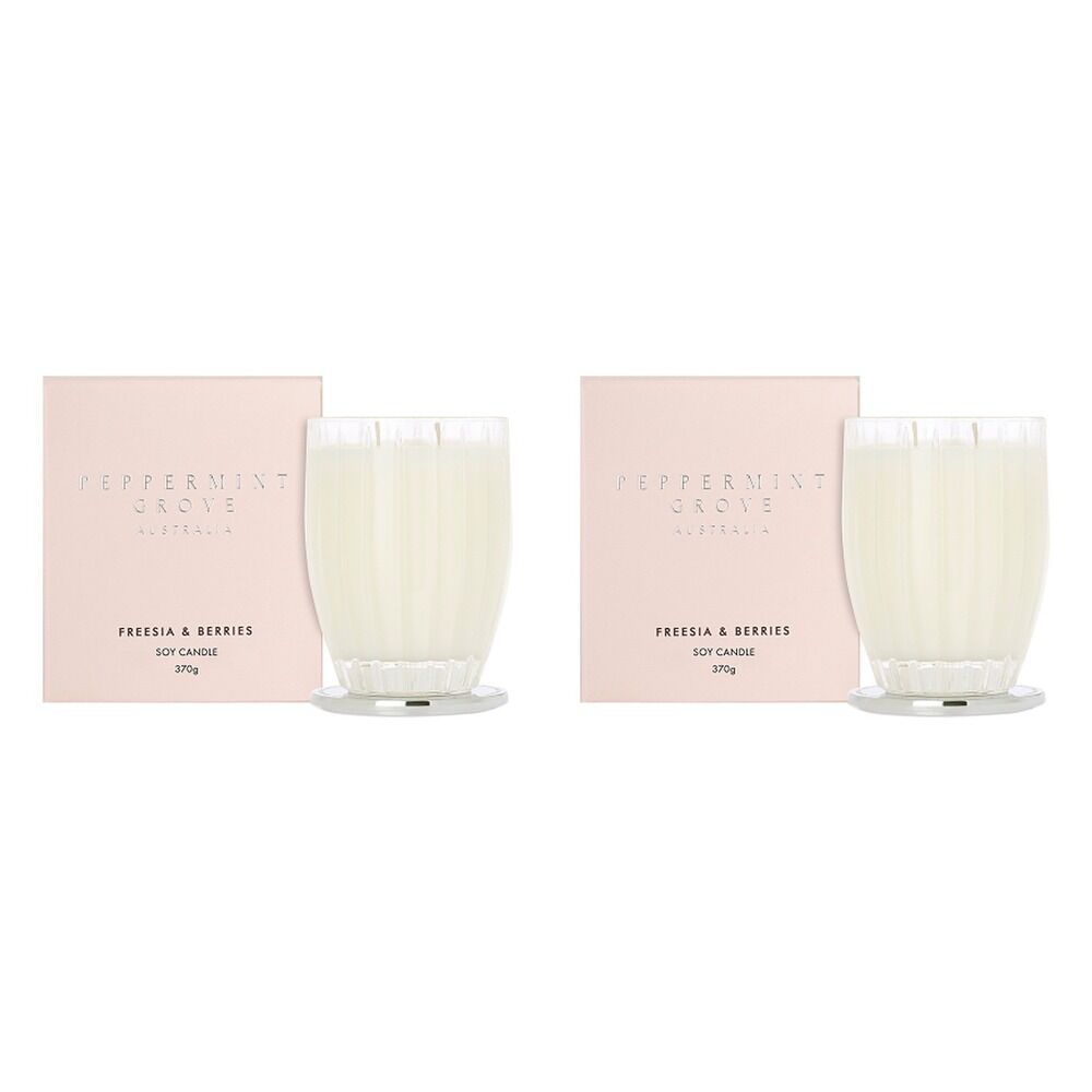 Peppermint Grove Freesia & Berries Scented Soy Candle 370g Pack of 2