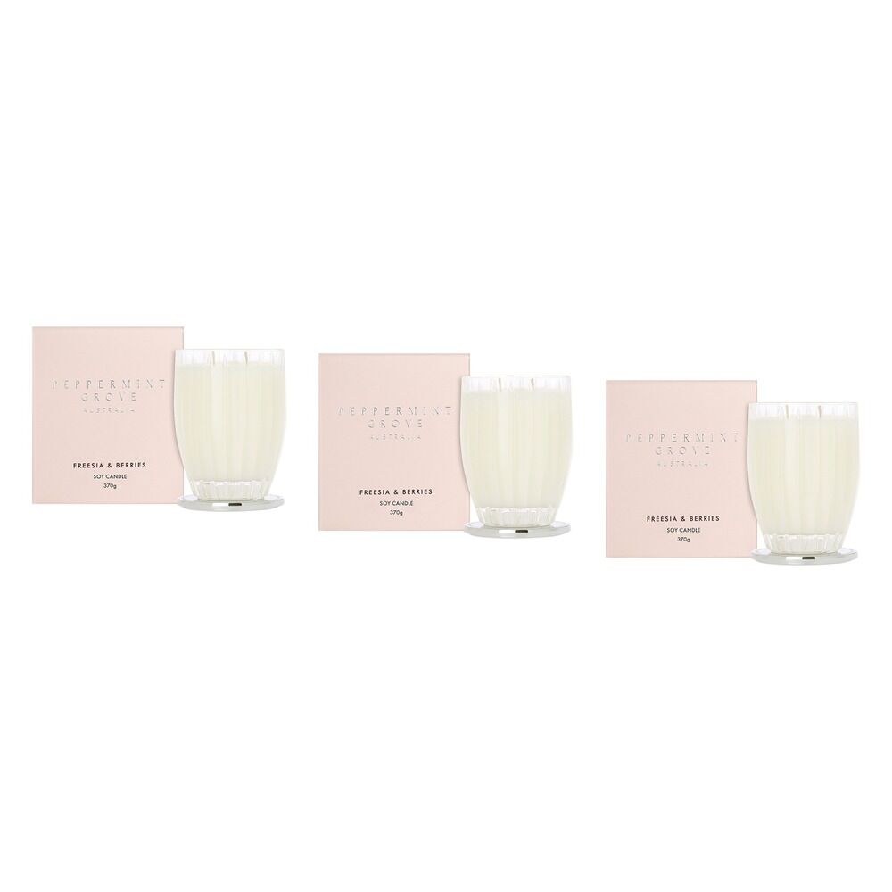Peppermint Grove Freesia & Berries Scented Soy Candle 370g Pack of 3