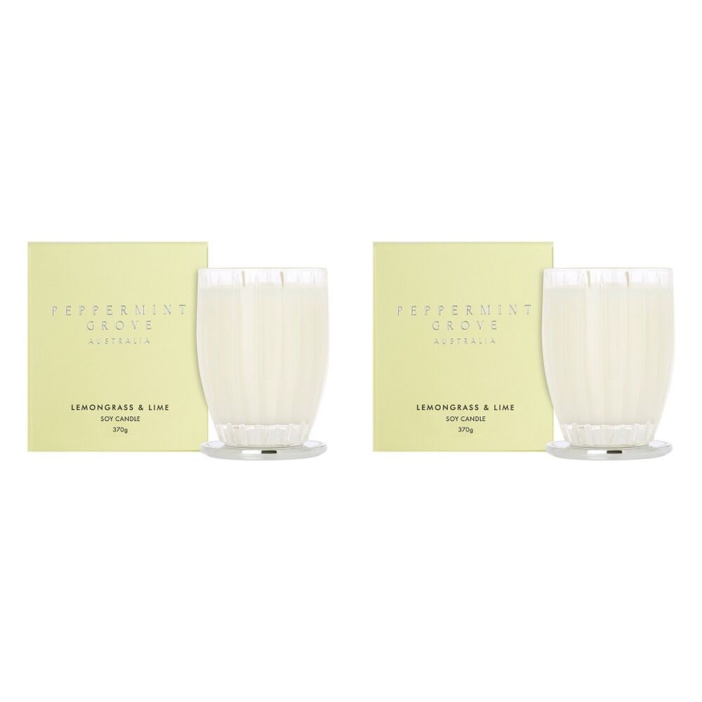 Peppermint Grove Lemongrass & Lime Scented Soy Candle 370g Pack of 2