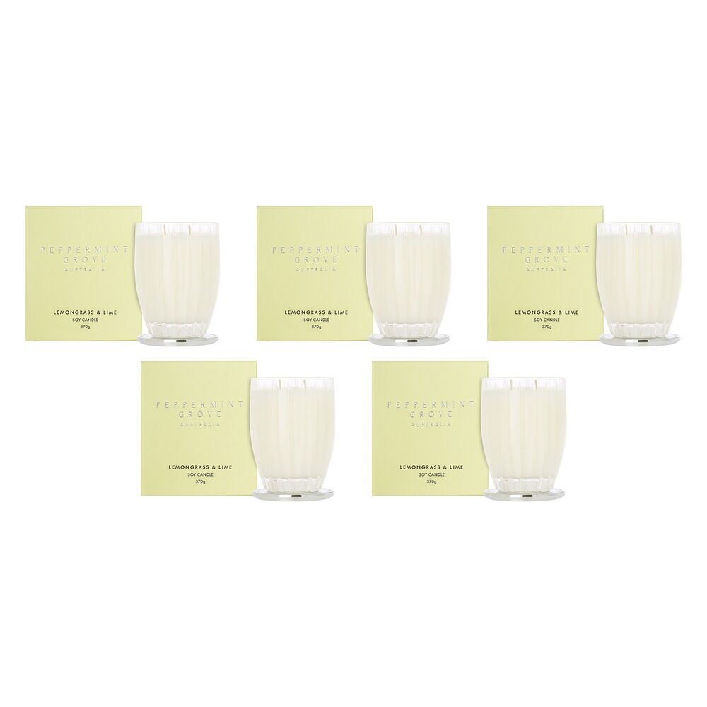 Peppermint Grove Lemongrass & Lime Scented Soy Candle 370g Pack of 5