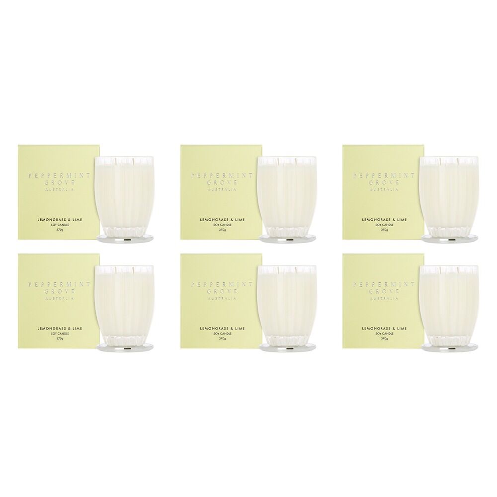 Peppermint Grove Lemongrass & Lime Scented Soy Candle 370g Pack of 6