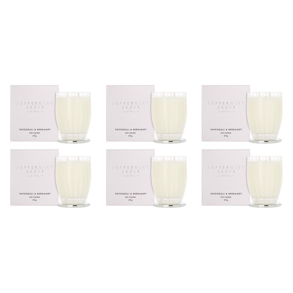 Peppermint Grove Patchouli & Bergamot Scented Soy Candle 370g Pack of 6