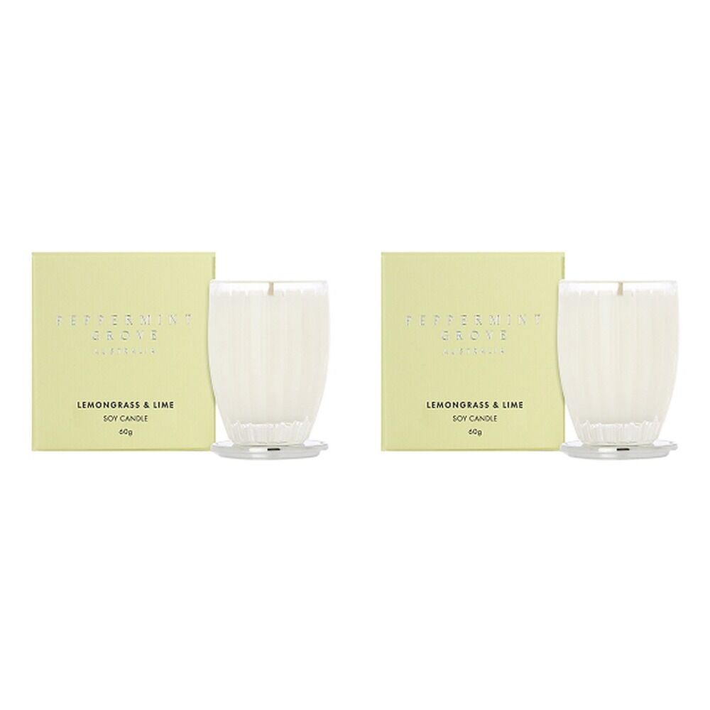 Peppermint Grove Lemongrass & Lime Scented Soy Candle 60g Pack of 2