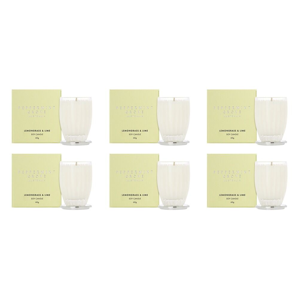 Peppermint Grove Lemongrass & Lime Scented Soy Candle 60g Pack of 6