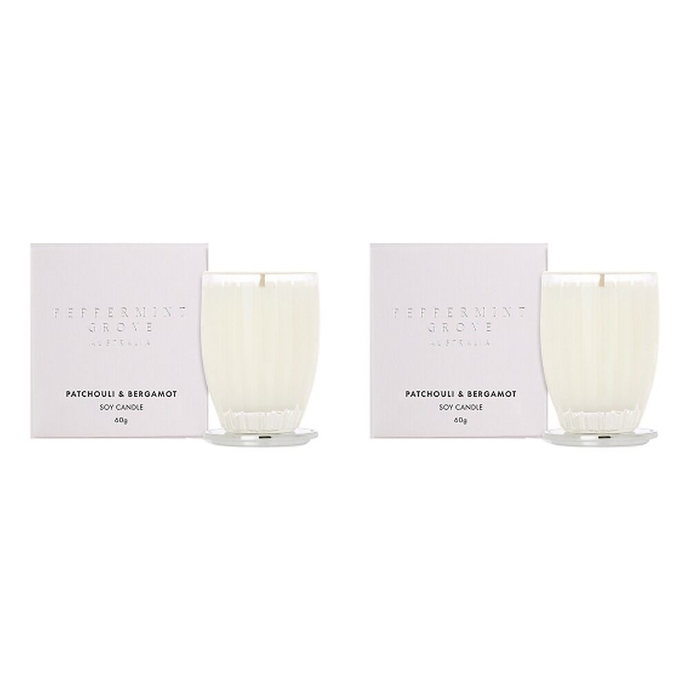 Peppermint Grove Patchouli & Bergamot Scented Soy Candle 60g Pack of 2