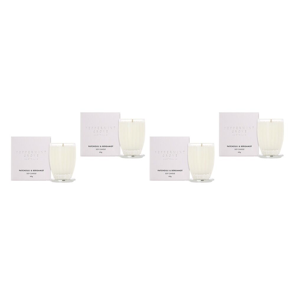 Peppermint Grove Patchouli & Bergamot Scented Soy Candle 60g Pack of 4