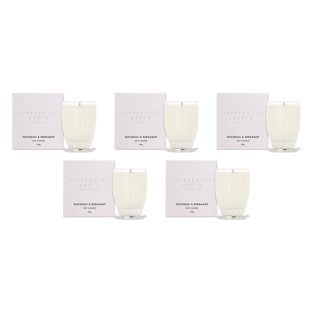 Peppermint Grove Patchouli & Bergamot Scented Soy Candle 60g Pack of 5