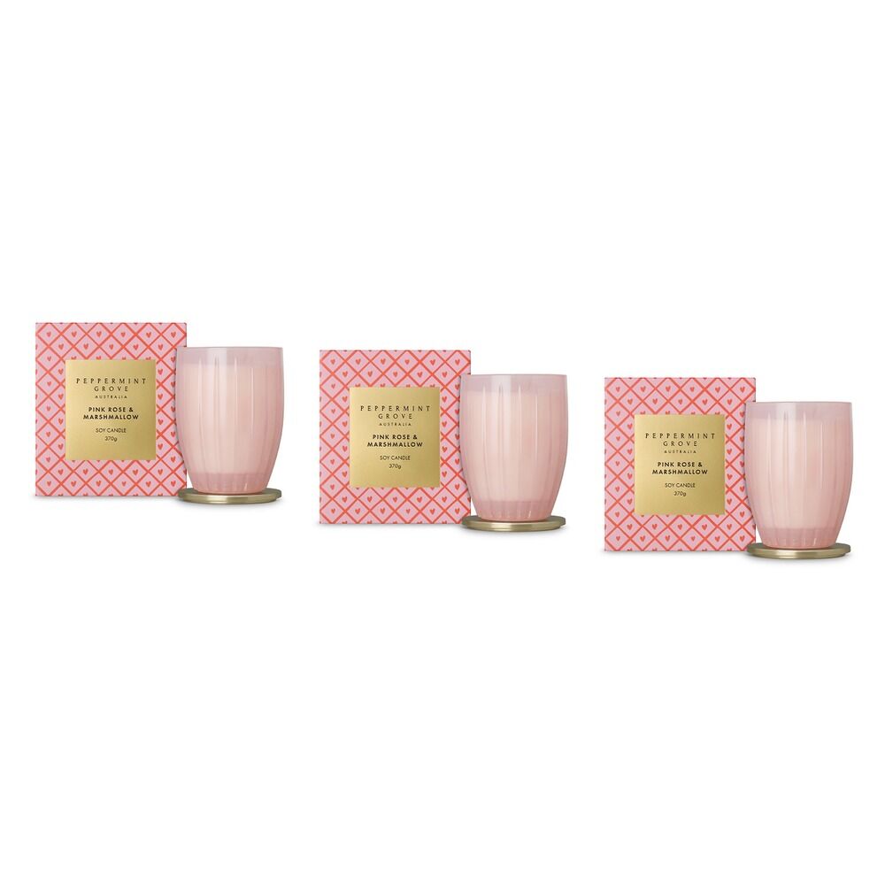 Peppermint Grove Pink Rose & Marshmallow Limited Edition Scented Soy Pack of 3
