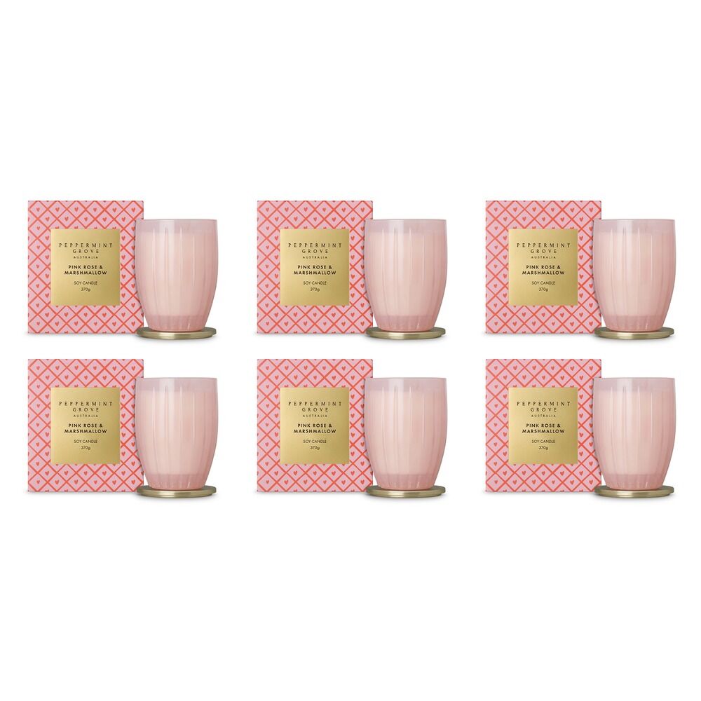 Peppermint Grove Pink Rose & Marshmallow Limited Edition Scented Soy Pack of 6