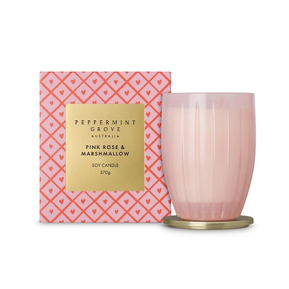 Peppermint Grove Pink Rose & Marshmallow Limited Edition Scented Soy Candle 370g
