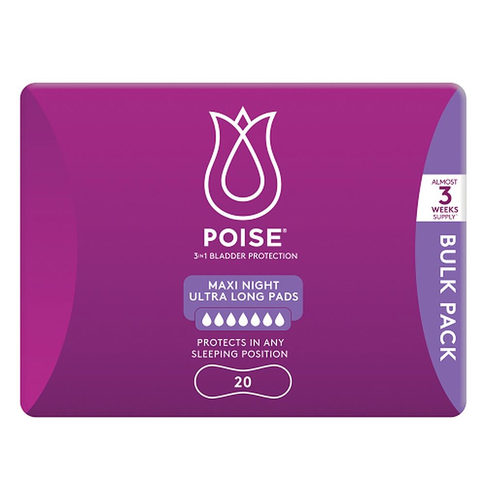 Poise Maxi Night Ultra Long Pads 20 Pads x 2