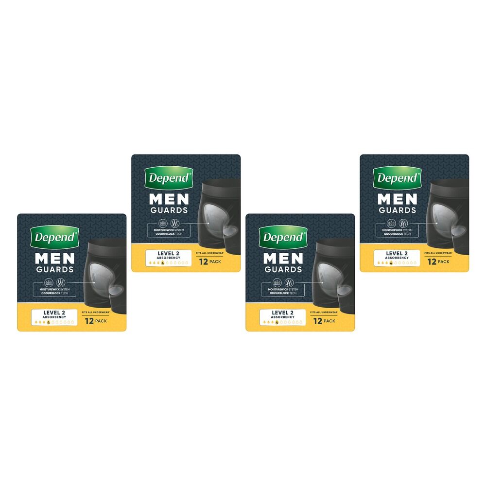 Depend Guard Level 2 Men 12 Pack x 2 Bundle of 4