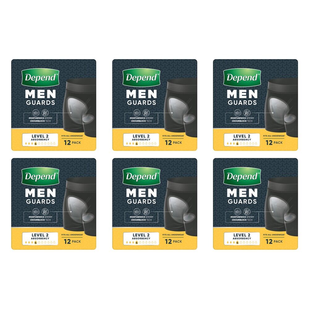 Depend Guard Level 2 Men 12 Pack x 2 Bundle of 6
