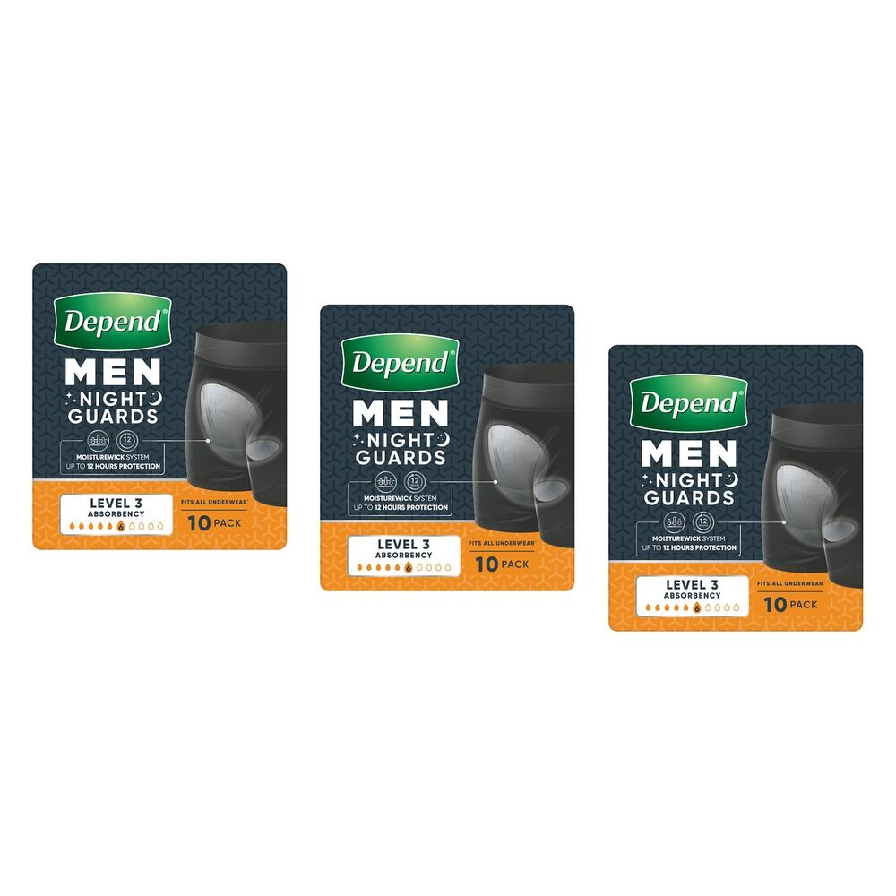 Depend Guard Level 3 Men 10 Pack x 2 Bundle of 3