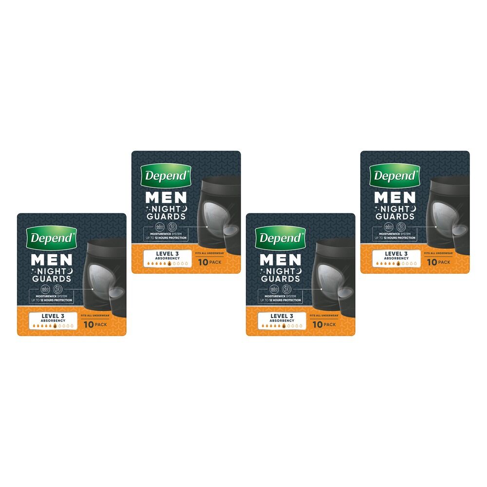 Depend Guard Level 3 Men 10 Pack x 2 Bundle of 4