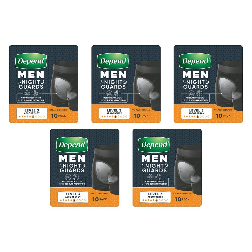 Depend Guard Level 3 Men 10 Pack x 2 Bundle of 5