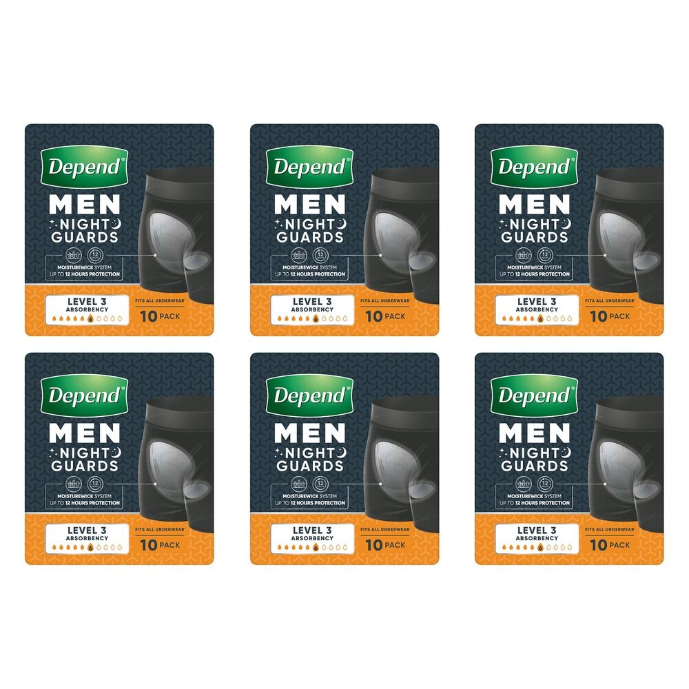 Depend Guard Level 3 Men 10 Pack x 2 Bundle of 6
