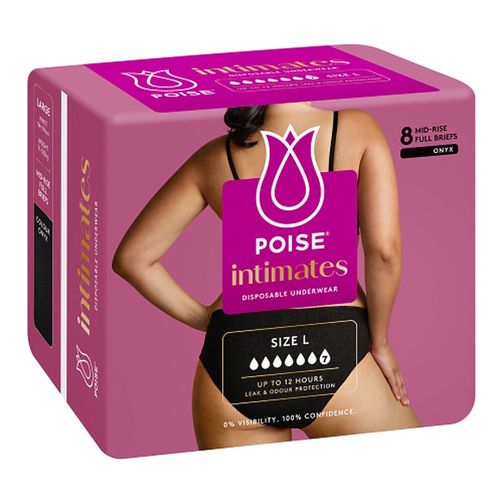 Poise Intimates Disposable Underwear Large 8 Full Briefs x 2