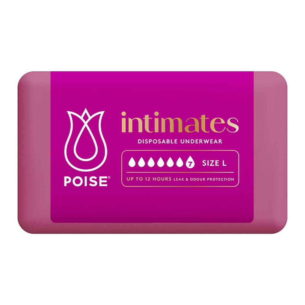 Poise Intimates Disposable Underwear Large 8 Full Briefs x 2