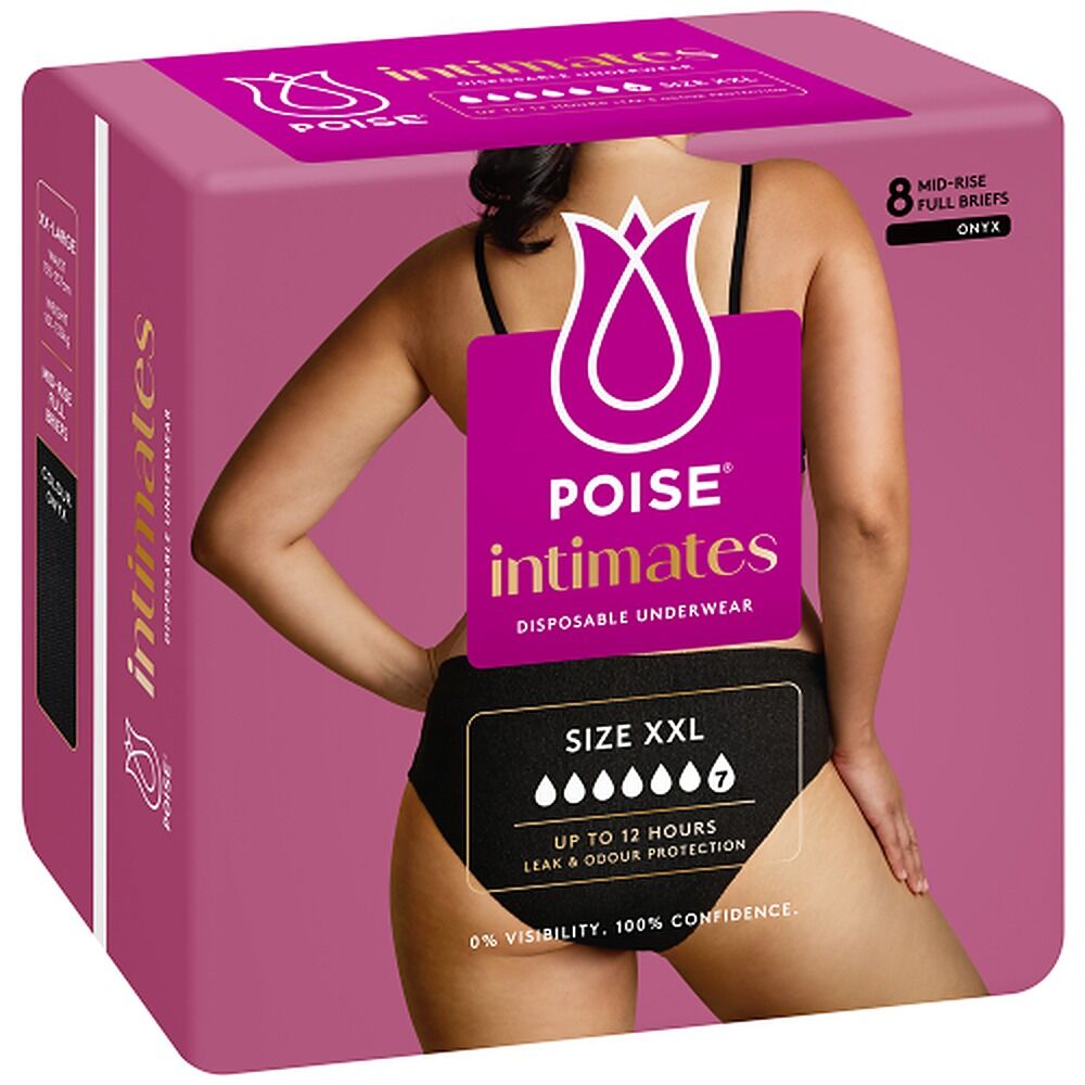 Poise Intimates Disposable Underwear XXL 8 Full Briefs x 2