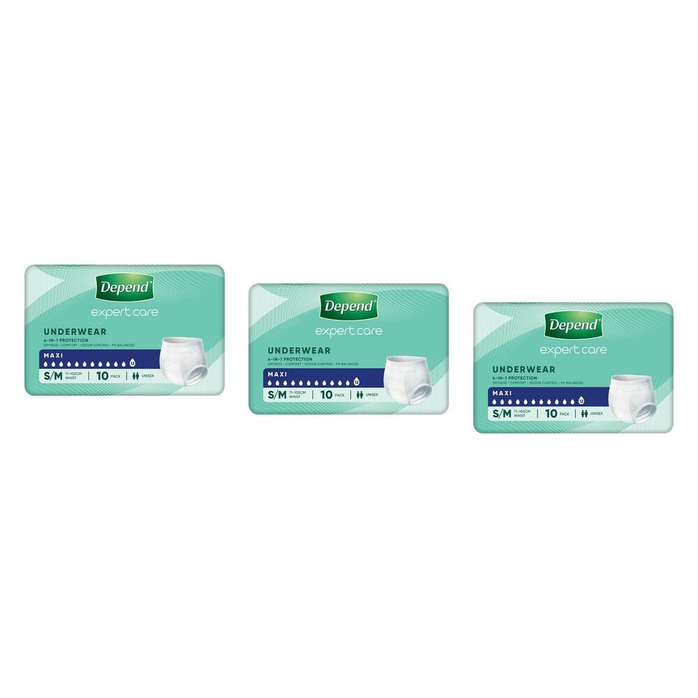 Depend Underwear Maxi Medium 10 Pack x 4 Bundle of 3