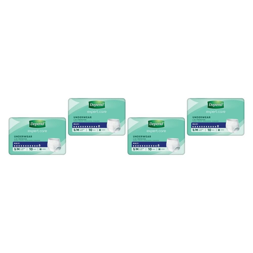 Depend Underwear Maxi Medium 10 Pack x 4 Bundle of 4