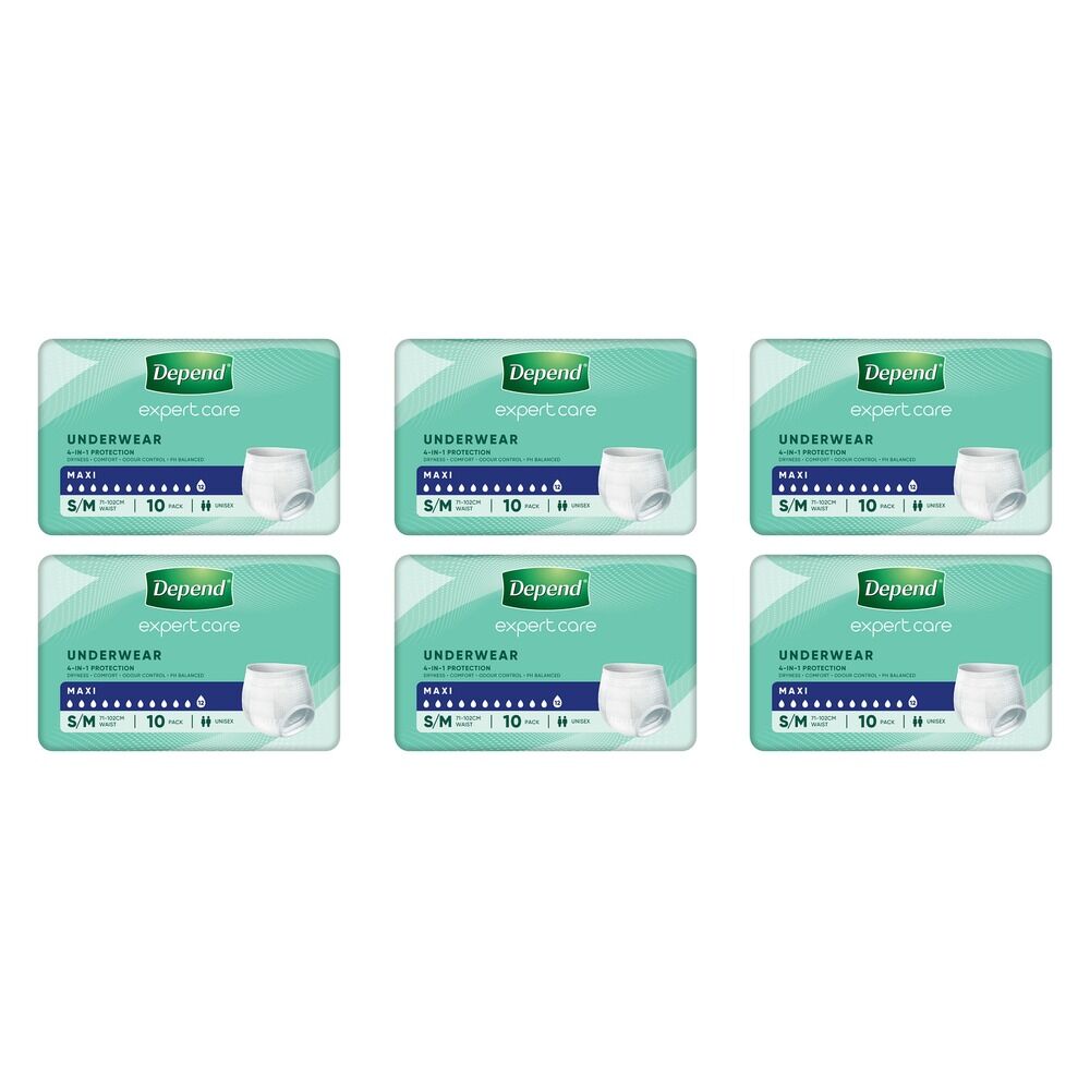 Depend Underwear Maxi Medium 10 Pack x 4 Bundle of 6