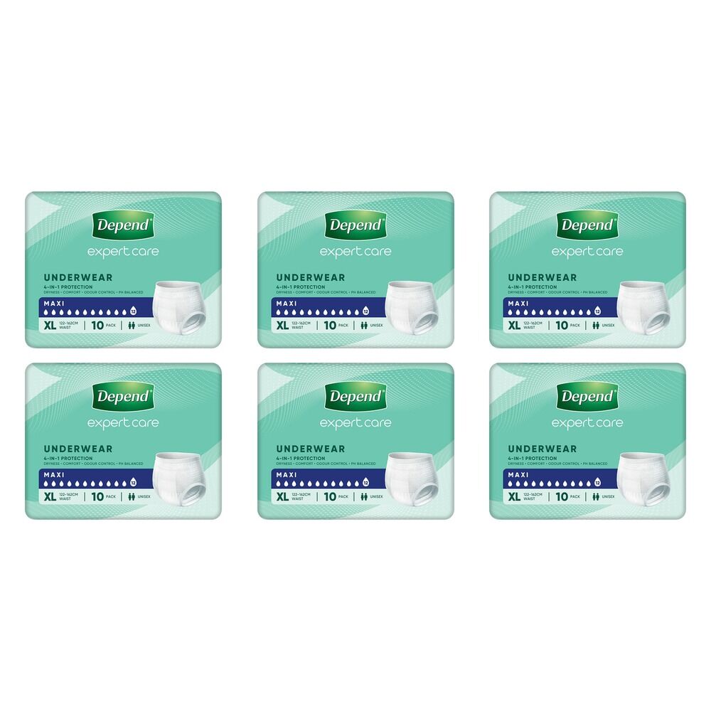 Depend Underwear Maxi Extra Large 10 Pack x 4 Bundle of 6