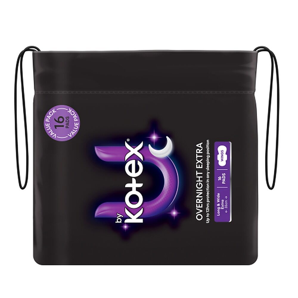 U By Kotex Extra Overnight Pads Long with Wings 16 Pack x 2