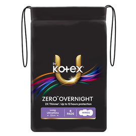 U By Kotex Zero Overnight Long Ultrathins with Wings 8 Pads x 6