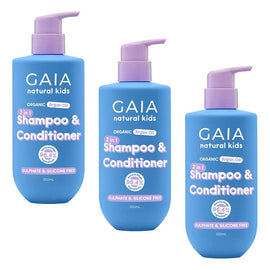 GAIA Natural Kids 2 in 1 Shampoo & Conditioner 350mL Pack of 3