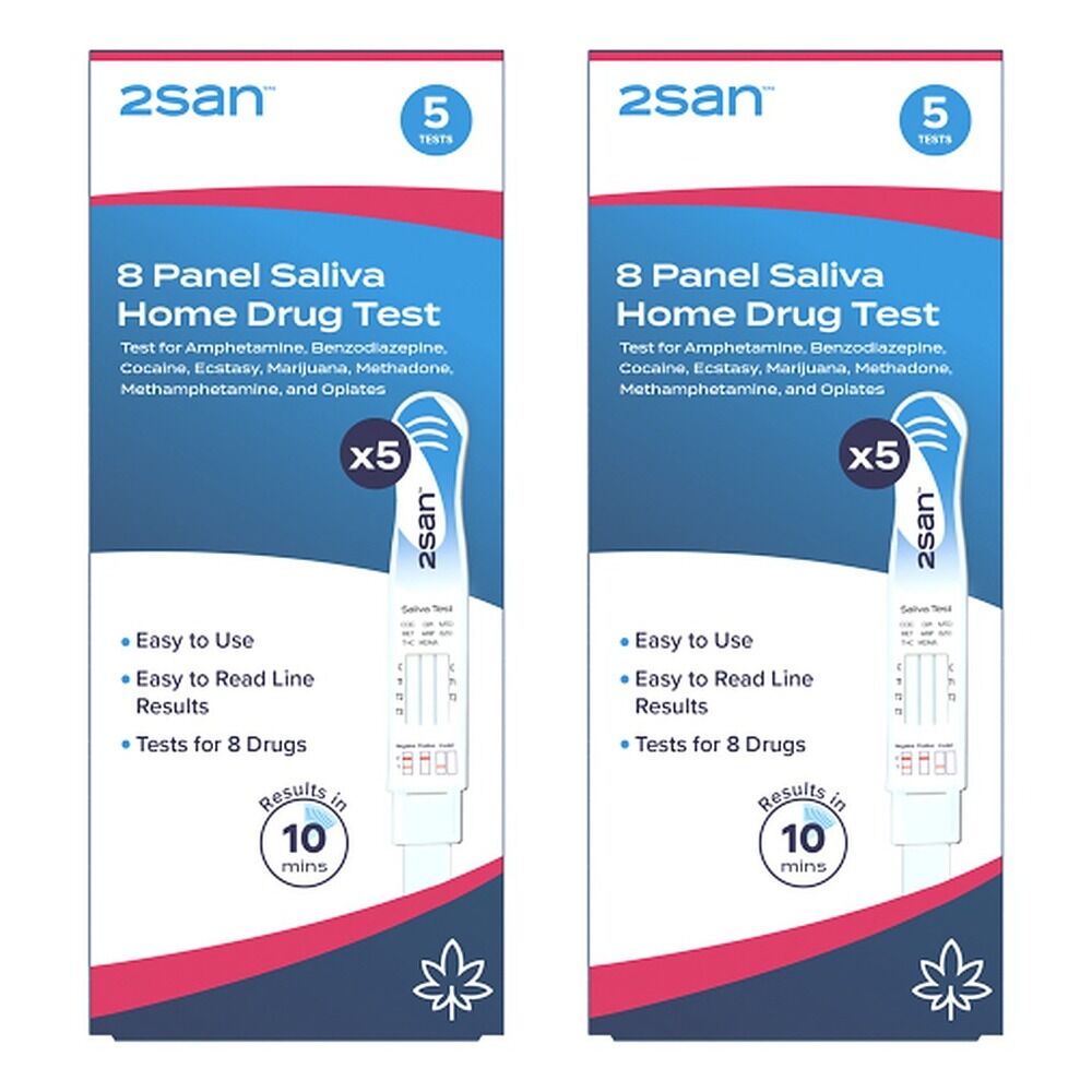 2San 8 Panel Saliva Home Drug Test 5 Pack Bundle of 2