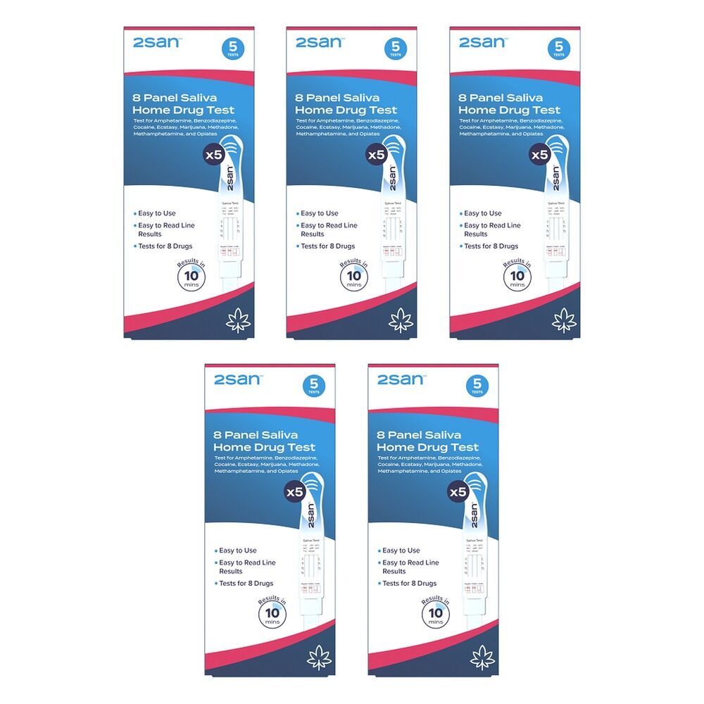 2San 8 Panel Saliva Home Drug Test 5 Pack Bundle of 5