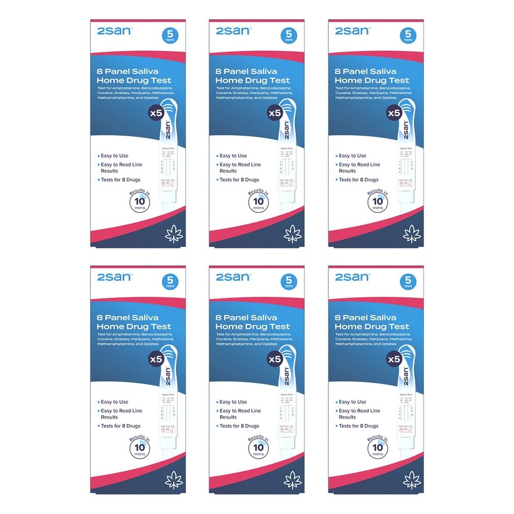 2San 8 Panel Saliva Home Drug Test 5 Pack Bundle of 6