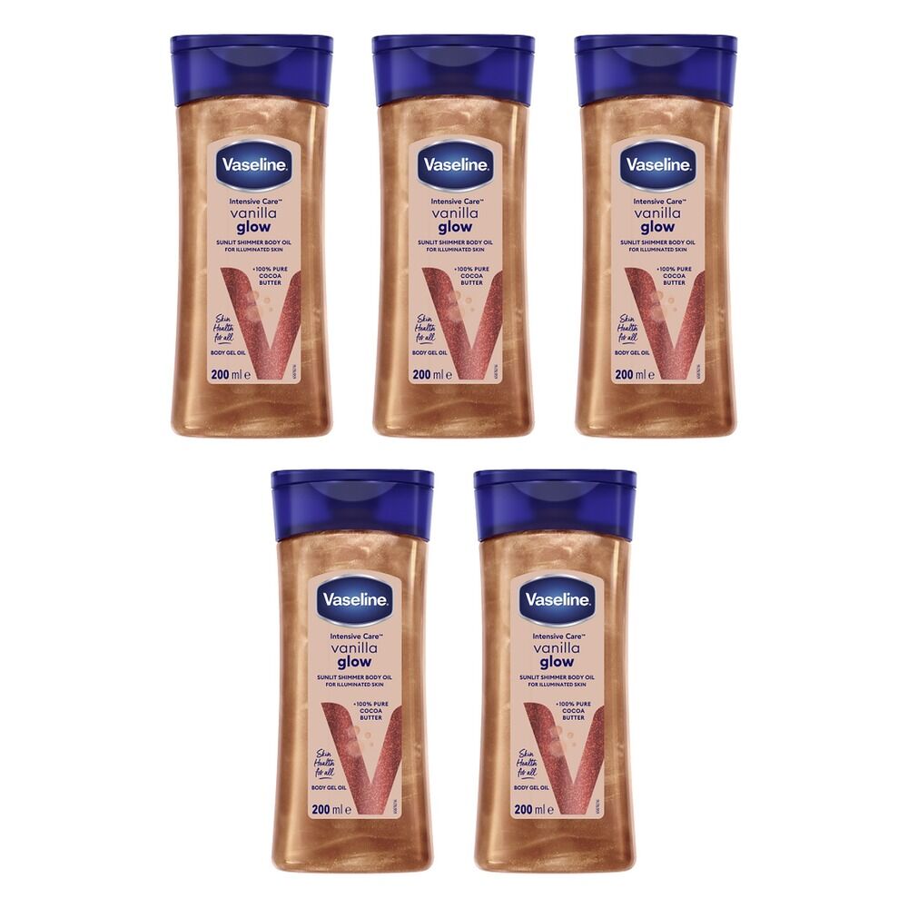 Vaseline Shimmer Body Oil Vanilla Glow 2 Pack of 5
