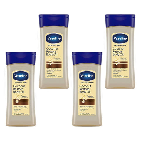 Vaseline Body Oil Coconut Restore 200ml Pack of 4
