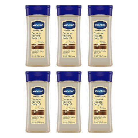 Vaseline Body Oil Coconut Restore 200ml Pack of 6