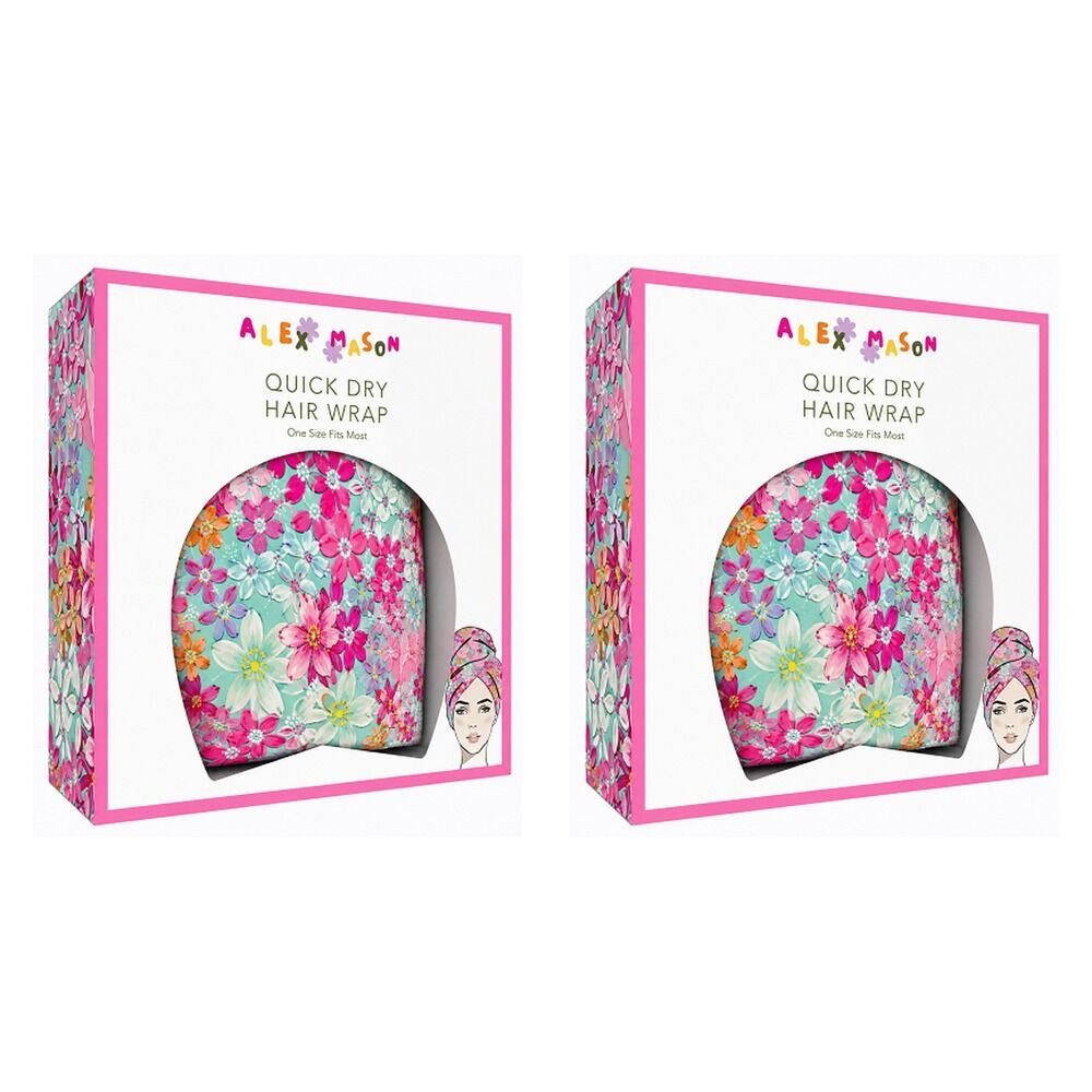 Alex Mason Quick Dry Hair Wrap Floral Pack of 2