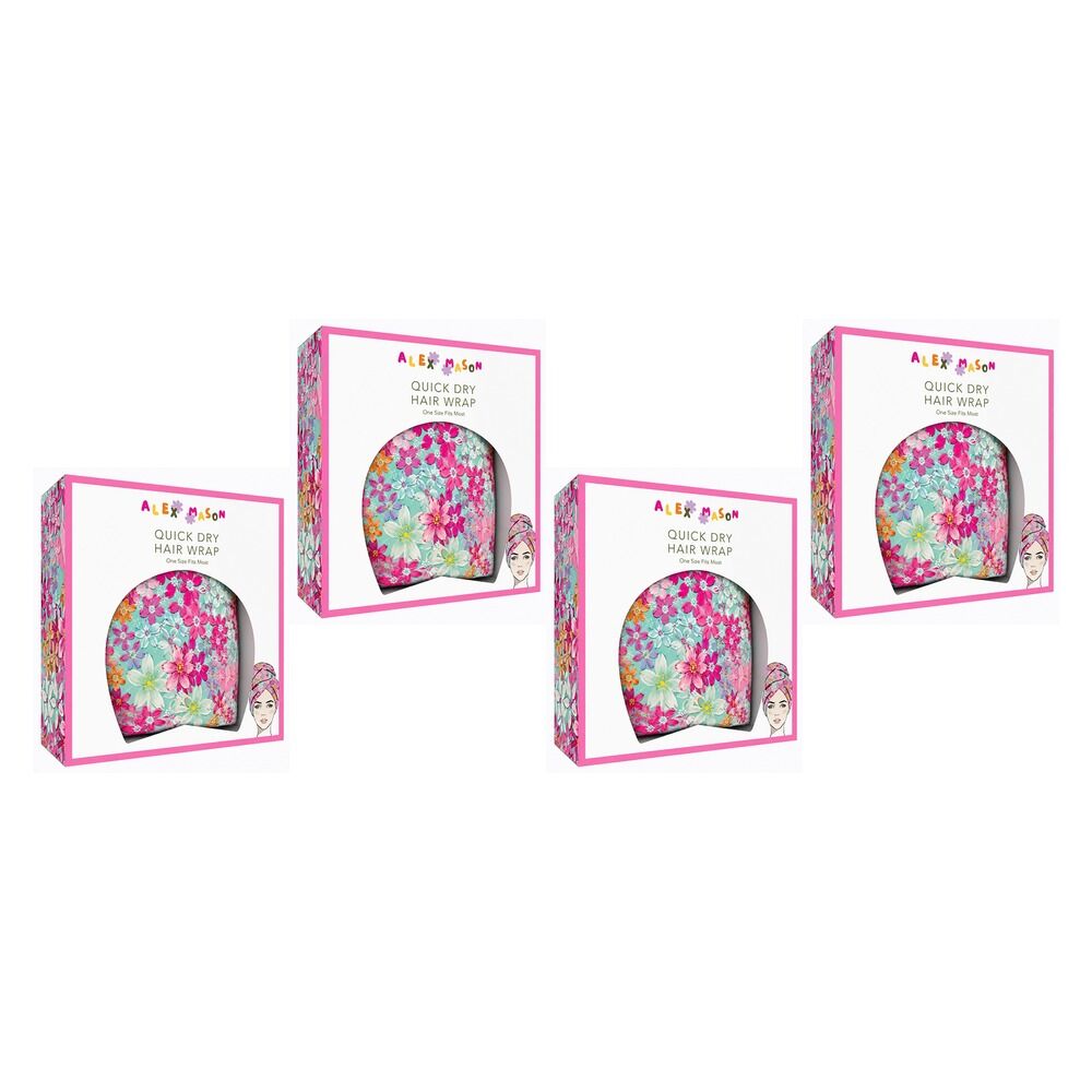 Alex Mason Quick Dry Hair Wrap Floral Pack of 4
