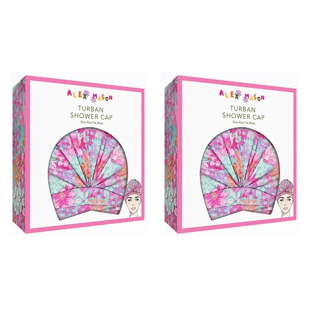 Alex Mason Turban Shower Cap Floral Pack of 2