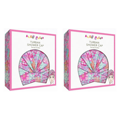 Alex Mason Turban Shower Cap Floral Pack of 2