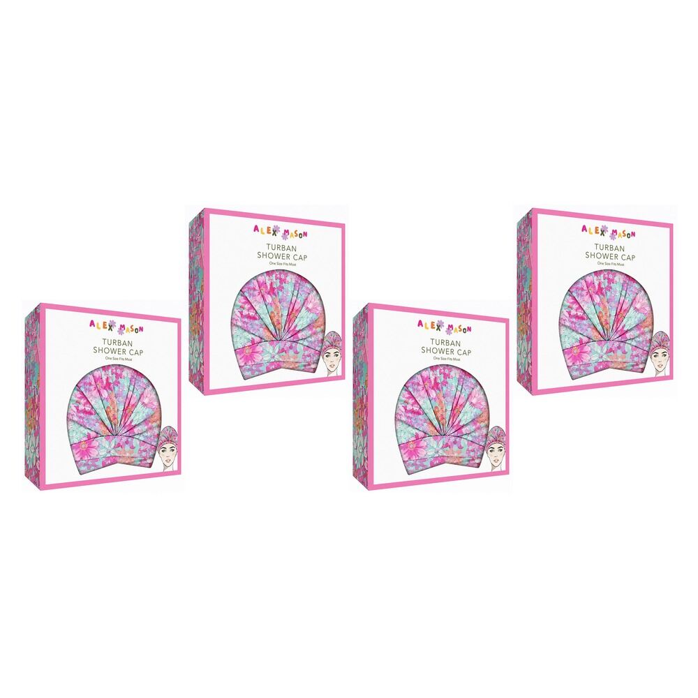 Alex Mason Turban Shower Cap Floral Pack of 4